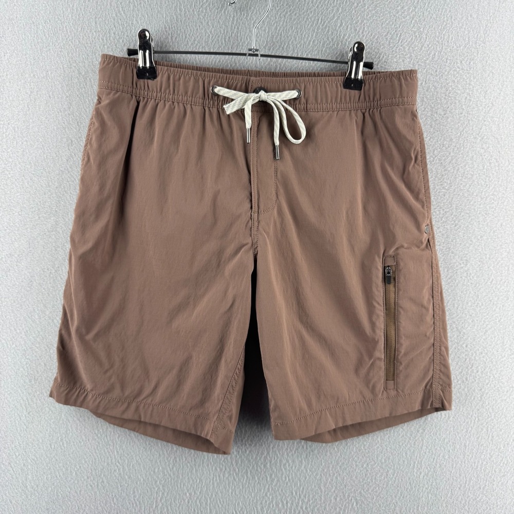 Vuori Shorts Mens Small Mocha Brown Stretch Nylon Cargo Pocket Drawstring Hiking